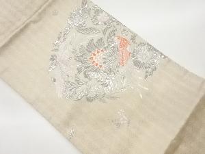 純プラチナ箔鳳凰に草花模様織出し名古屋帯